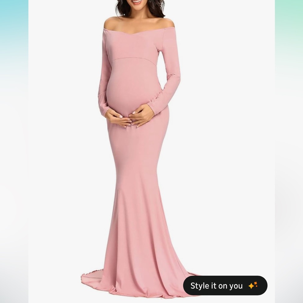 Elegant Long Sleeve Burgundy Maternity Dress